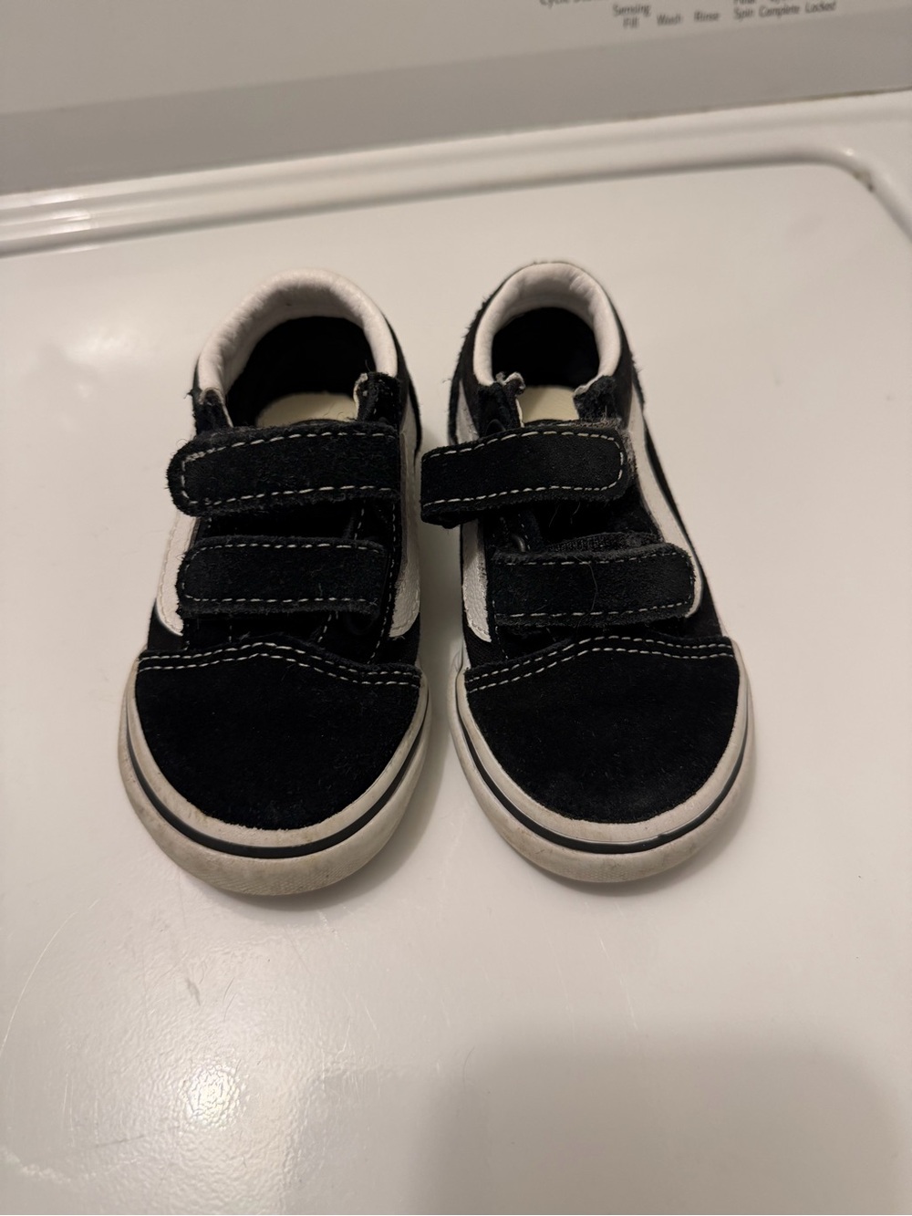 Vans Kids Black and White Velcro Skate Sneakers